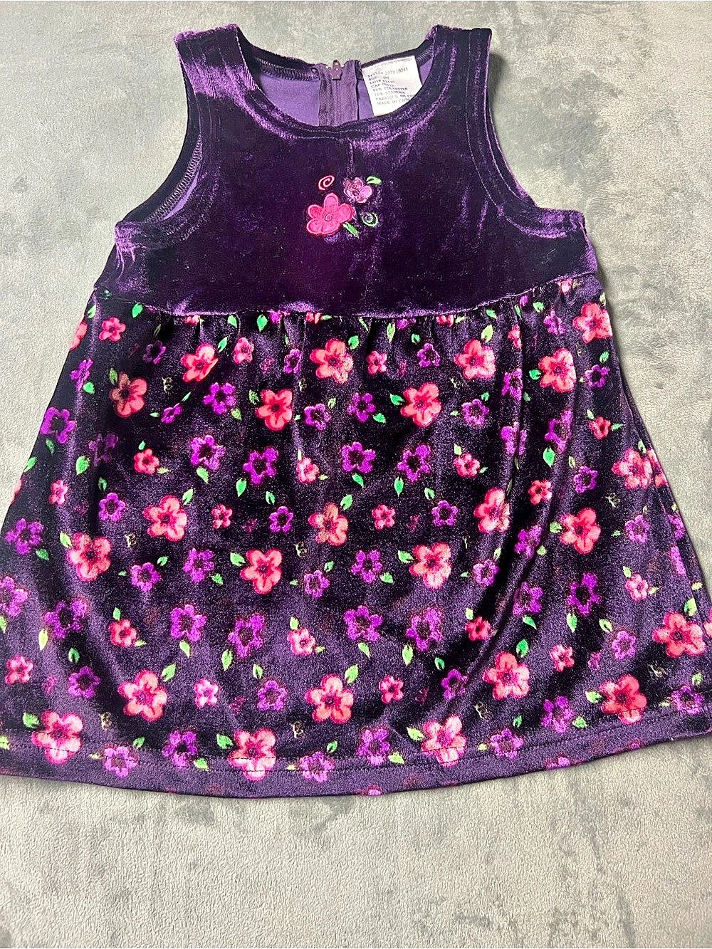 Floral Velvet Dress Girls 6M Like New